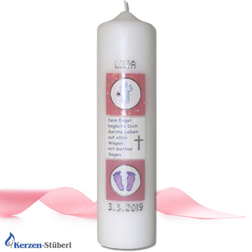 Große Mädchen-Taufkerze "Dein Engel begleite Dich"