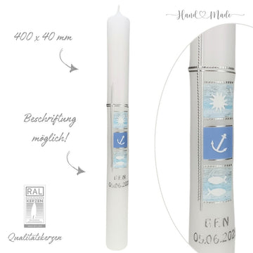 Kommunionskerze - Taufkerze Stilvoll Jungen - Blau