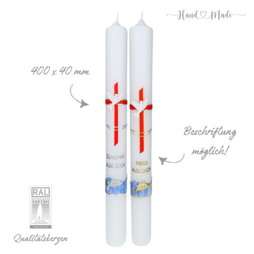 Mädchen Kommunionkerzen | Rot-Gold-Silber - 40x4
