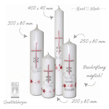 Taufkerzen & Kommunionskerzen für Mädchen | Rosa-Silber