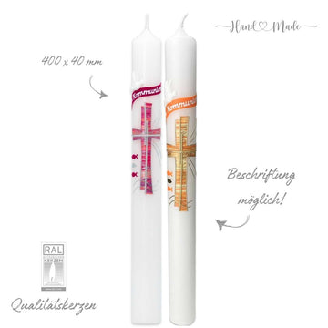 Kommunionkerzen-Konfirmationskerzen für Mädchen | Kreuz - 40x4