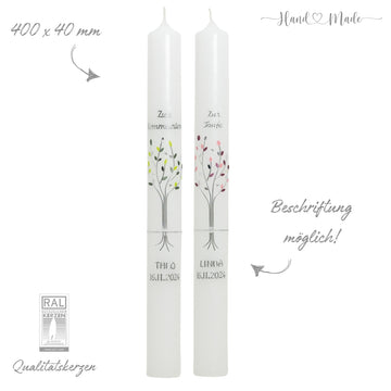 Lebensbaum verwurzelt - Taufkerzen und Kommunionskerzen für Mädchen & Jungen