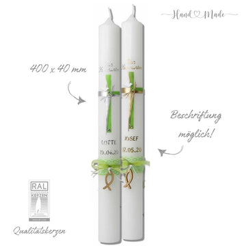 Vintage-Kommunionkerzen-Konfirmationskerze Taufkerzen | Grün - 40x4