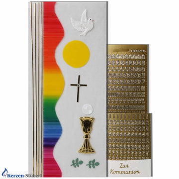 Kommunionkerzen-Konfirmationskerzen-Bastelset | Regenbogen-Gold