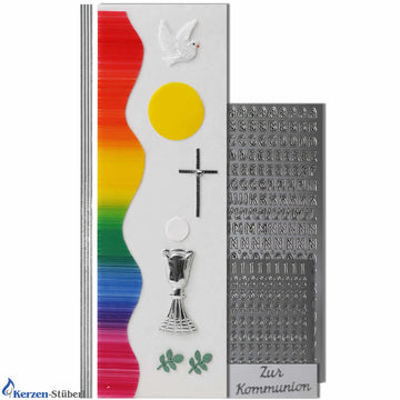 Kommunionkerzen-Konfirmationskerzen-Bastelset | Regenbogen-Silber