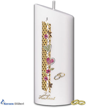 Hochzeitskerze Goldene Hochzeit: Goldbordüre mit Herz