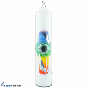 Taufkerze -Regenbogenfarben & Silber
