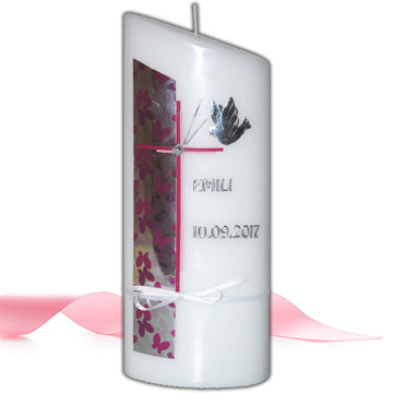 Taufkerze mit Schmetterlingmotiv | Leonie