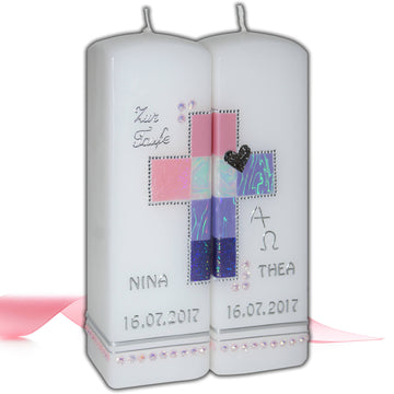 Taufkerzen für Geschwister | Mädchen